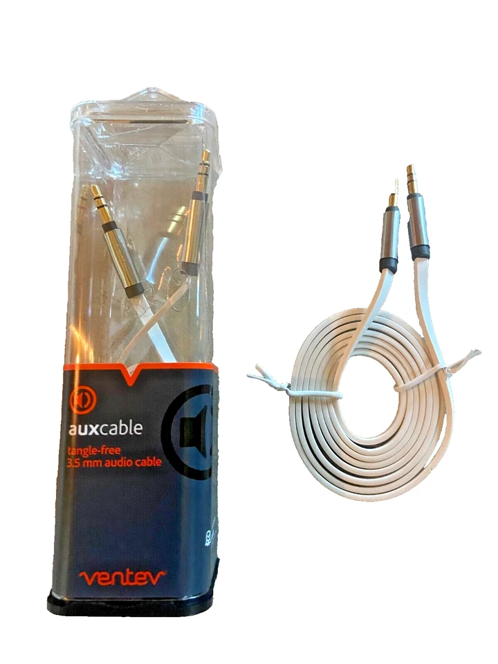Ventev 4 ft. Tangle Free 3.5mm Male to Male Aux Audio Cable Cord (White) - Image 1 of 1
