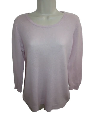 Suéter Ann Taylor 100% Cachemira Rosa Pálido Lila Cuello Redondo Manga 3/4 Talla M Foto 1 de 4