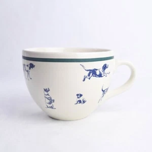 Vintage Eddie Bauer Home großes Esszimmer Kaffeetasse Becher Hunde Hunde Rassen blau elfenbein - Bild 1 von 7
