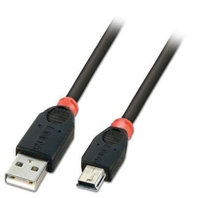 Lindy USB 2.0 Cable - Type A to Mini-B in Black - 0.2m, 0.5m, 1m, 2m, 3m and 5m 