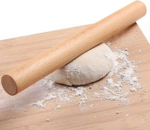 French Rolling Pin For Baking Pasta Pizza Bread Natural Beech Wood Dough Roller - Picture 1 of 7
