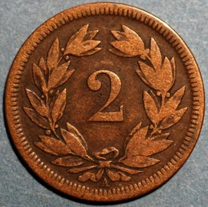 1851 Switzerland 2 Rappen Helvetia KM#4 - Picture 1 of 2