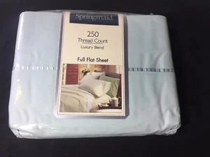 Springmaid Full Flat Sheet 250 Thread Count Luxury Blend Aqua New  - Picture 1 of 12