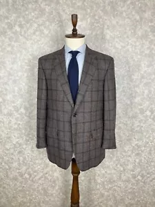 Canali Silver Label Brown Blue Check Wool Italian Blazer Jacket 46, EU 56 - Picture 1 of 10