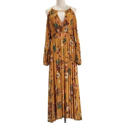 Ulla Johnson NWOT Noemi Cold Shoulder Midi Dress Size Medium in Yellow / Multi - Image 1 of 4