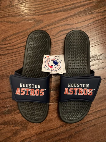 Houston Astros Cooperstown Logo Slide Sandals Flip Flops - Navy XL (13-14) New Cover