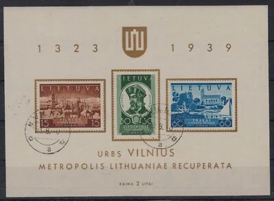Lithuania, 1940 souvenir sheet Mi Block 2 - CTO - Image 1 of 2