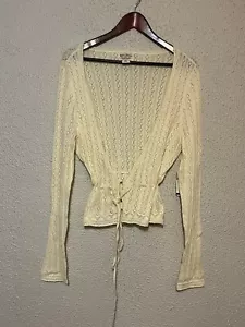 Cardigan vintage Deadstock Ralph Lauren polo jeans crop maglia cravatta cottage core - Foto 1 di 8