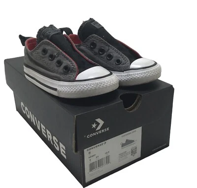 Zapatillas bajas Converse All Star grises y negras sin cordones infantiles 750033F talla 5 Foto 1 de 3