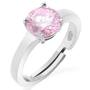 Anello Solitario Donna Amen ANFEBRO2 Argento 925 Rodiato Zircone Rosa Misura Reg - Picture 1 of 3