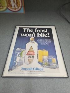 1978 GILBEY'S GIN Magazine Ad - The Frost Won't Bite! Framed 8.5 X 11