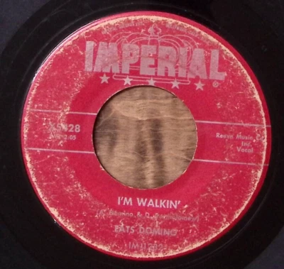 FATS DOMINO I'M WALKIN'/I'M IN THE MOOD FOR LOVE IMPERIAL RECORDS VINYL 45 59-42 - Image 1 of 3