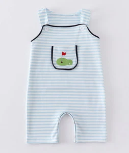 NEW Baby Boy Golf Jon Jon Shortall Romper, Embroidered, Pickles Picks Plus, Gift - Picture 1 of 10