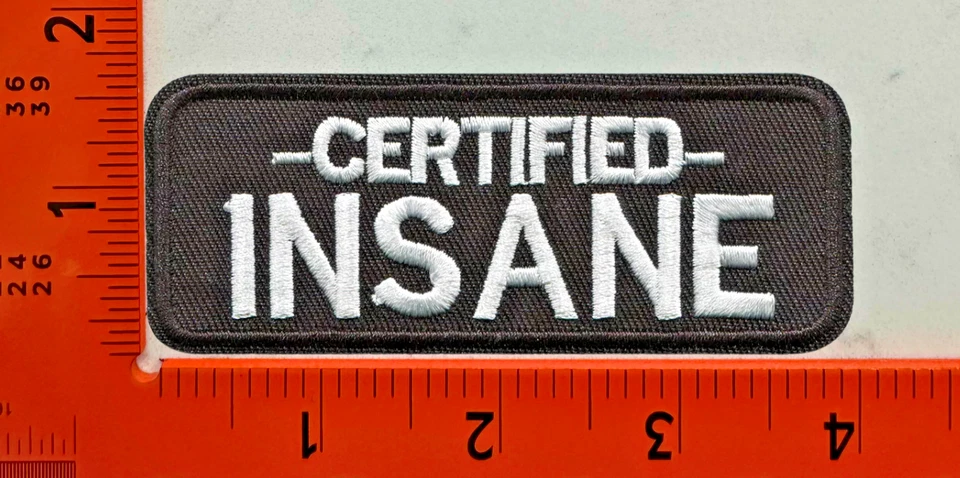 Batman Certified Insane Embroidered Iron-On Patch – DC Comics Joker Style Badge - Image 1 of 1