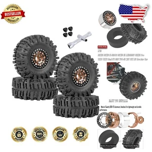 Upgrade Your RC Crawler with 1.9 Beadlock Wheels & Soft Rubber Tires in Brown - Picture 1 of 9