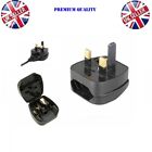 Euro Europe to UK Plug Converter 2 to 3 Pins  5A Fused BLACK Adapter BS1363-5