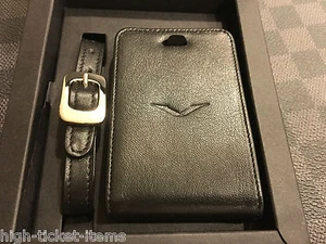 BRANDNEU Original Vertu Kofferanhänger schwarz Leder super selten VIP GESCHENK RAR  - Bild 1 von 2