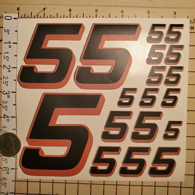 Matte Black-w/burnt orange #5's  Racing Numbers Vinyl Decal Sheet 1/10-1/12  - Image 1 of 4