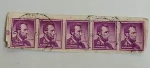 U.S. Postage ~ Abraham Lincoln ~ 4¢ Purple Stamp (5) ~ Used/Posted ~ c.1954 - 45 - Picture 1 of 6