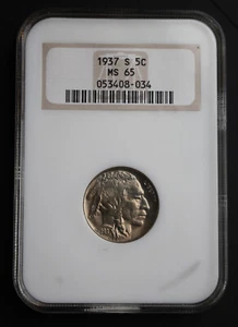 1937 S USA FIVE CENT BUFFALO NICKEL - NGC MS 65 - San Francisco Mint - Picture 1 of 4