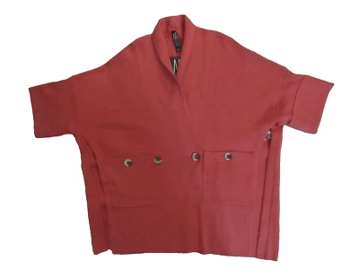 Marlawynne Drama 和服袖毛衣开衫 XS 夹克分体侧重珊瑚色 — 第 1/4 张图片