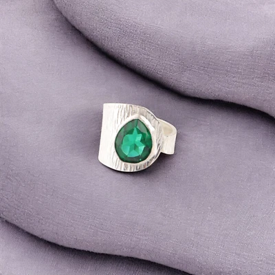 Chrome Diopside Gemstone 925 Sterling Silver Jewelry Unisex Ring For Gift - Image 1 of 4