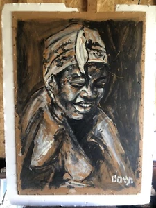 Large Expressionist Portrait of African Woman Oil on Board Signed Boyd - Picture 1 of 10