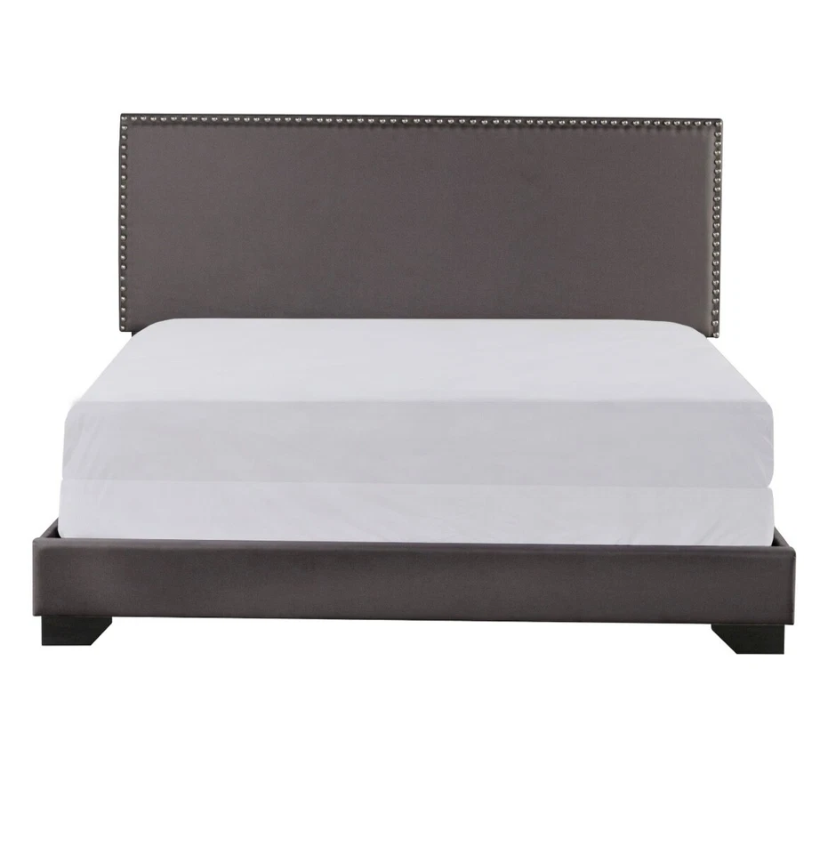 Willow Nailhead Trim Upholstered Full Bed, Charcoal - Image 1 of 4
