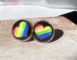 Women’s Men’s Rainbow Pride Stud Earrings - Picture 1 of 8
