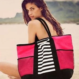 VICTORIA'S SECRET ISLAND CANVAS STRIPES TOTE/SHOPPER BAG NEW - Picture 1 of 3
