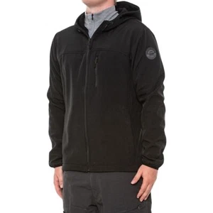 Bass Creek Hooded Soft Shell Black Jacket Zip Up Fleece Lined Size L - Picture 1 of 13