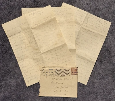 1916 WWI GB Cover BIRKENHEAD to New York + 4-pg Letter, KGV 1½d Brown - Image 1 of 4