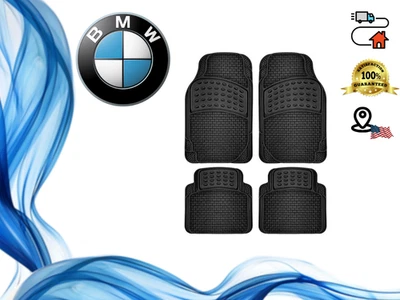适用于所有宝马脚垫司机到后 4 件防磨损地毯材料黑色 — 第 1/4 张图片