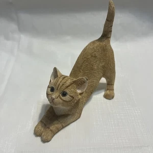 "Estatuilla de resina 4"" naranja atigrado gato gatito estiramiento" - Imagen 1 de 7