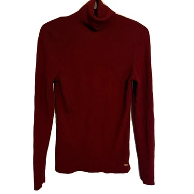 Salvatore Ferragamo Ribbed Wool Turtleneck Sweater Burgundy Luxury Women's XL - Image 1 of 4