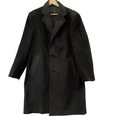 Dunn & Co Crombie Overcoat Men's Size Long Black Wool Made in Britain Preloved - Image 1 of 4
