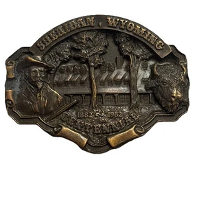 SICKIYOU LEATHER & BUCKLE CO MACY EXCLUSIVE SHERIDAN, WY 100TH CENN. BELT BUCKLE - Picture 1 of 12