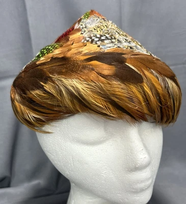 Винтажный фазан перо шляпа ар-деко потрясающий, идеальное состояние 1940-х - Изображение 1 из 4