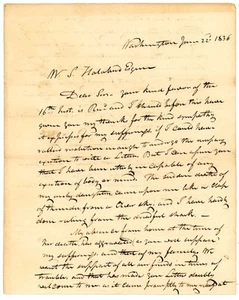 1836 Washington Brief Lancelot Phelps 2 N.S. Hadsell US-Repräsentant - Tod - Bild 1 von 3