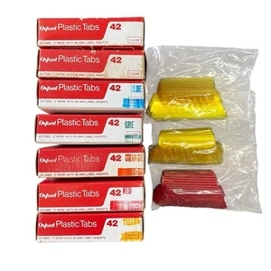 Vintage Lot Oxford 42 Plastic Tabs 2" for Hanging File Folders Assorted Colors - Picture 1 of 5