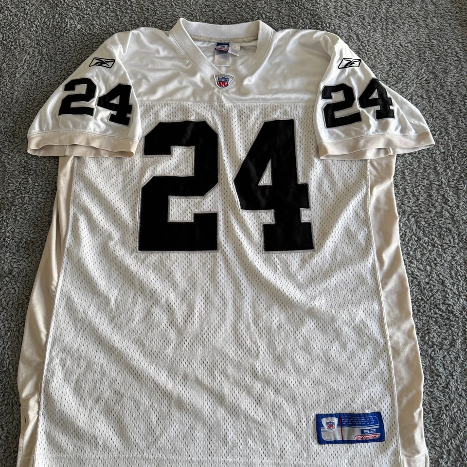 Camiseta deportiva para hombre Reebok Charles Woodson 2003 auténtica NFL Oakland Raiders blanca 52 Foto 1 de 4