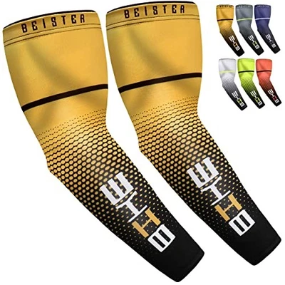  UV Sun Protection Cooling Compression Sleeves Arm Sleeves Men Large Yellow - Image 1 of 4