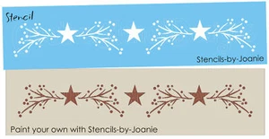 Stencil Twig Branches Pip Berries Star Country Border Wall Art DIY Signs Joanie - Picture 1 of 8