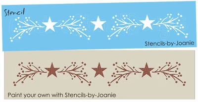 Plantilla ramita ramas pipa bayas estrella país frontera arte de pared hágalo usted mismo letreros Joanie Foto 1 de 4