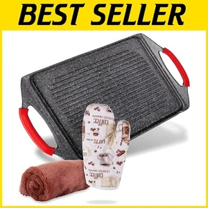 Versatile Indoor Grill Pan - 18x10.5” Non-Stick for Fish, Steak, Veggies - Picture 1 of 10