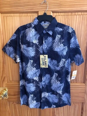 HAGGAR Button Up Mens shirt Small Blue Island 🌴  Ease Retail $50 (s-blk-14-15) - Image 1 of 4