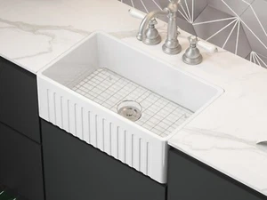 MEJE 30x18" Farmhouse Kitchen Sink, Reversible Single Bowl for Kitchens - White - Picture 1 of 15