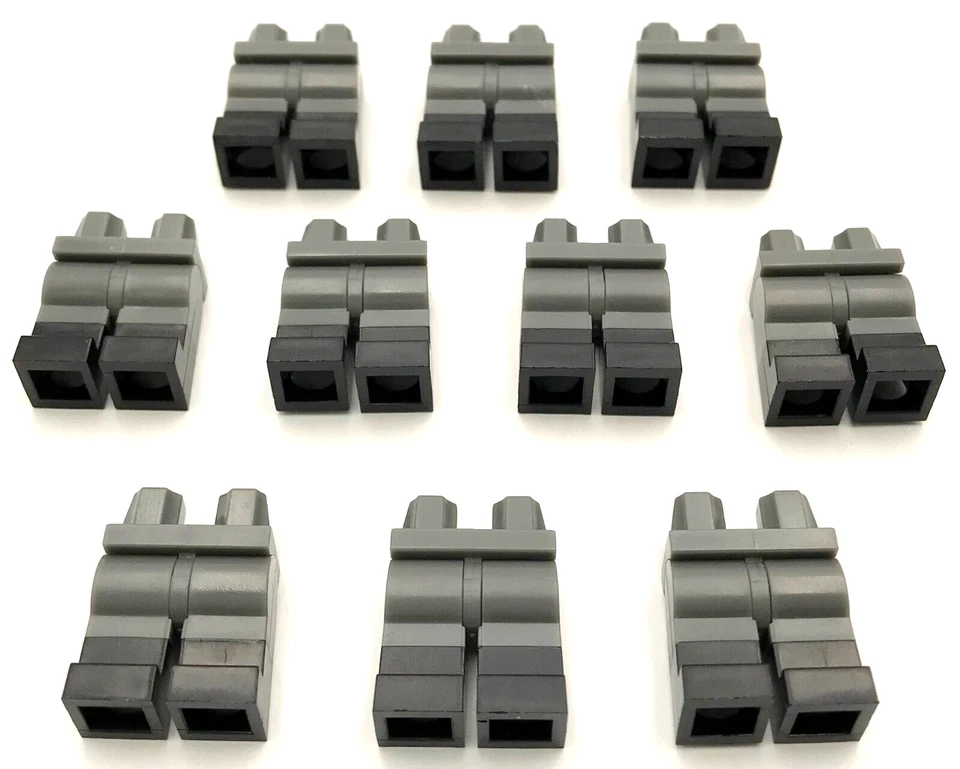 Lego 10 New Dark Bluish Gray Minifigure Pants Legs w/ Black Boots Pattern Pieces - Image 1 of 1