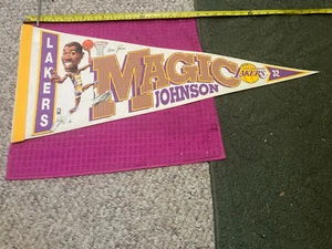 VTG Magic Johnson Wincraft Los Angeles Lakers CARICATURE Pennant NBA - Ship Fast - Picture 1 of 5