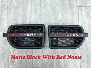 SIDE VENT GRILLE MATTE BLACK W/RED NAME FOR 10-13 LAND ROVER L319 DISCOVERY 4 - Imagen 1 de 3